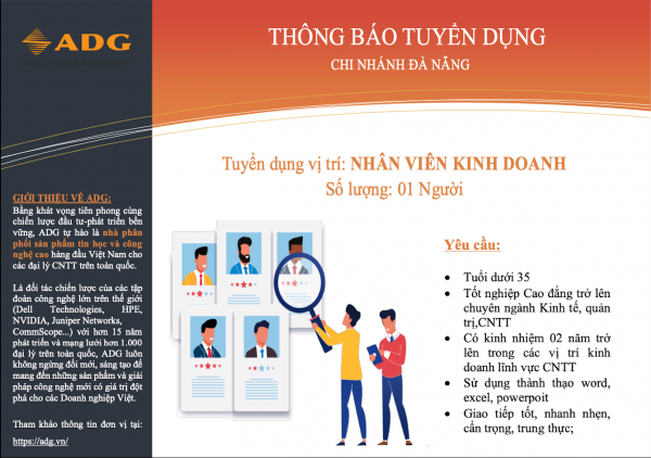 CHI NHÁNH ĐÀ NẴNG – THÔNG BÁO TUYỂN DỤNG NHÂN VIÊN KINH DOANH (THÁNG 6/2022)
